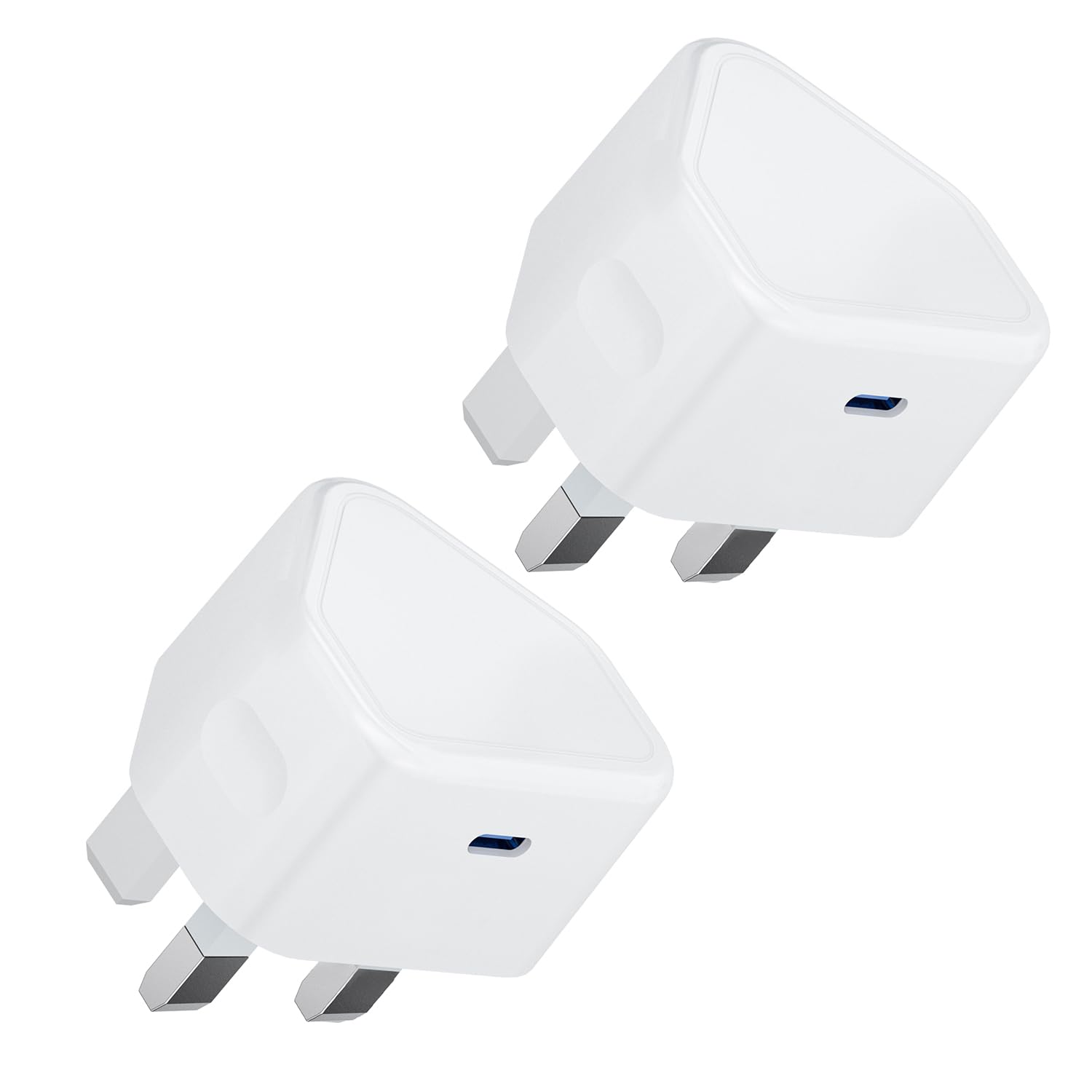 2 Pack USB C Plug 20W for Apple iPhone Fast Charger Plug UK for iPhone 14/14 Pro/13/13 Pro/12/12 Pro/11/iPad,Type C and USB A Plug Fast Charging for USB-C Power Adapter USBC Wall Socket Dual Port