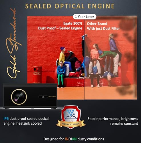 E Gate O9 Pro Gold 100% Dust Proof, Ultra Bright 2100 ANSI & 2700FC, Native 1080p Projector 4k Ultra HD, 2 HDMI with ARC, Bluetooth & Dual-Band... - Image 5