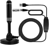 Antena de TV digital de alta definição; recepção de longo alcance 4K 1080p; amplificador de sinal interno com base magnética