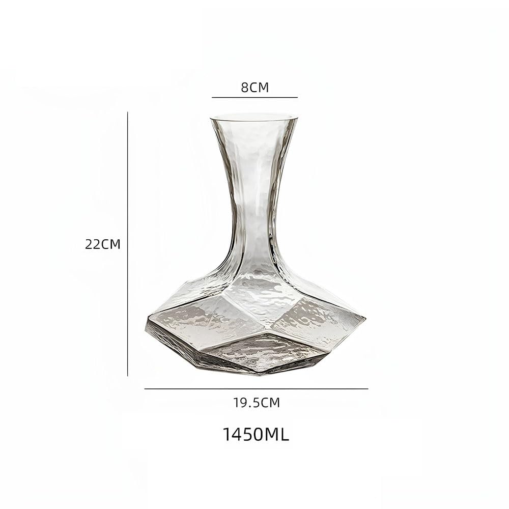 Karafka do wina 1450 ml teksturowany szklany dekanter do wina z geometryczną podstawą, napowietrzacz domu, jadalni i wystroju baru Akcesoria do wina