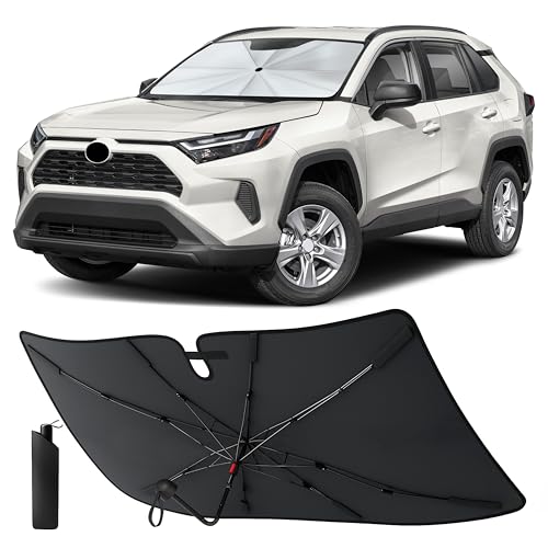 Image of EcoNour Windshield Sunshade for Toyota RAV4 2019-2025 | Front Windshield Sun Shade & Window Tint UV Heat Blocker | Foldable Reflective Car Sun Visor Protector Interior Cooling Accessories