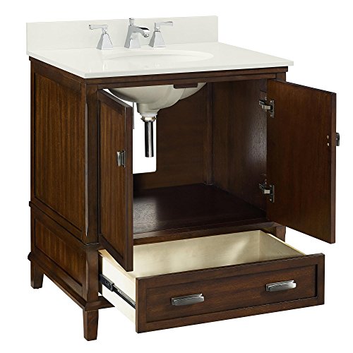 Dorel Living Otum 30” Bathroom Vanity, Dark Walnut