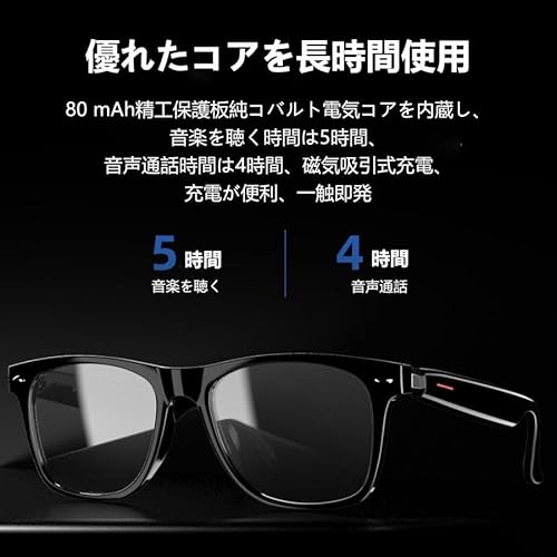 sun スマートメガネ bluetooth 通話可能 グラスレンズ交換可能 サングラス iphone、Android対応 ワイヤレスメガネ マイク内蔵 の商品画像 5