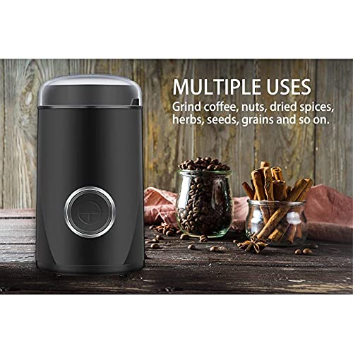 JRZTC Elektrische Kaffeemühle, 150 W Gewürzmühle mit Edelstahlklinge und Schüssel, One-Touch-Steuerung Kaffeebohnenmühle… – Bild 3