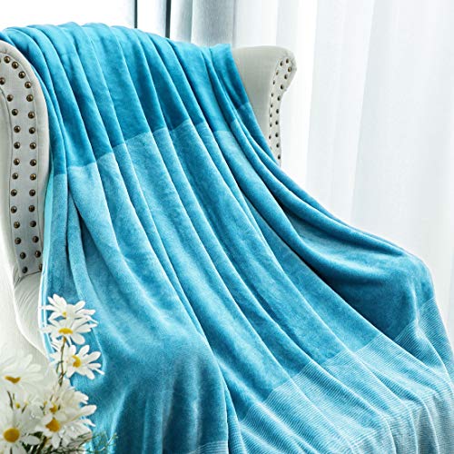 Image of Story@Home Flannel Light Weight Super Soft luxory Throw Blanket for the Bed Cozy Plush Polyster Solid Warm Fleece Couch Gradient Blanket for All Season, 90 inchx78 inch - 1 Pc, Sky Blue