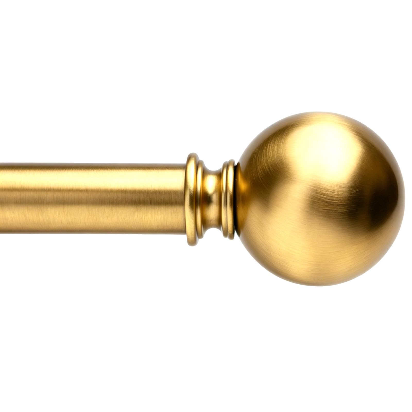 Golde Curtain Rods for Windows 18 to 144 inches,1 Inch Modern Metal Drapery Rods,Adjustable Heavy Duty Curtain Pole with Round Finials(18"-144"Warm Golden)