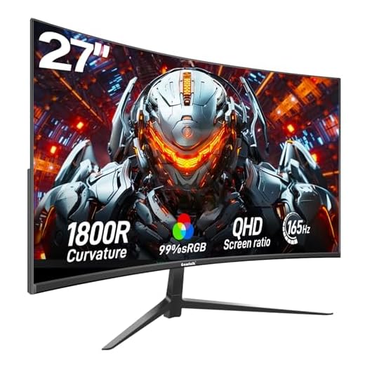 Gawfolk 2K 165Hz Curved Monitor, 27 Inch QHD 2560x1440p 144Hz Gaming Monitor with AMD FreeSync, Flicker-Free, 2X HDMI 2.0, DP 1.4, Ultra-Thin Frameless 1800R Screen PC Monitor