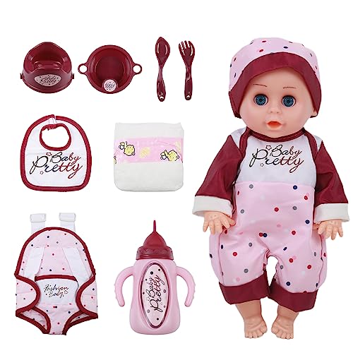 12'' Look Real Crying Baby Doll- Doll Toy for Kids Ages 3 and Up in Gift Box with Clothing Set|Bottle|Dolls Carrier|Diaper|Feeding Set Can Drink and Pee
