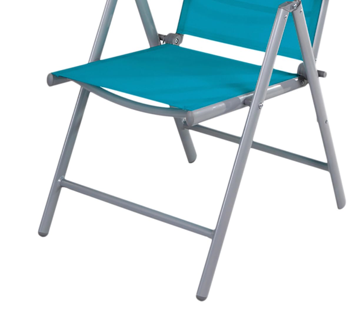 Mojawo Lot de 2 chaises de jardin à dossier haut réglable en 7 positions - Pliantes - En aluminium résistant aux intempéries - Argenté/bleu pétrole