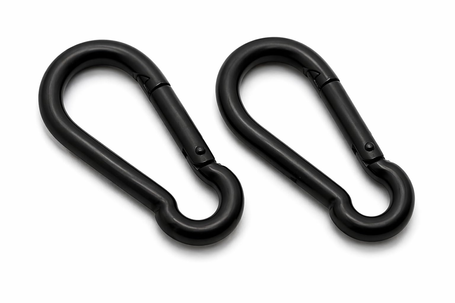 2pcs 50mm Black Carabiner Clip Made From 316 A4 Stainless Steel, Heavy Duty Spring Snap Hook Outdoor Camping, Hiking, Fishing, Swing Set, Hammock, Keychain (5mm x 50mm)