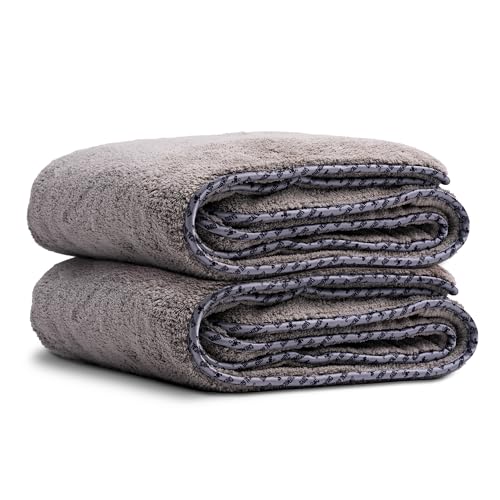 Chemical Guys Woolly Mammoth Large Microfiber Drying Towel - 36 x 25 Inch Gray, Ultra Plush Super Absorbent Car Drying Towel for Cars, Trucks, SUVs, Motorcycles, RVs, and Auto Detailing - 2 Pack