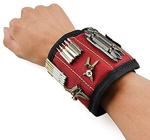 HEMJEX Powerful Magnets Wrist Arm Strap Magnetic Wristband Tool Holder Holding Drill Bits, Nails, Screws, Bolts, Screwdriver Bits, Other Metal Tools for Save Time Worker