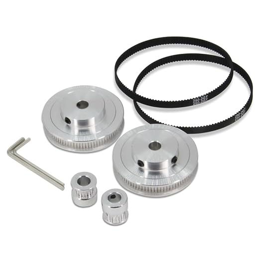 Zeberoxyz 2PCS Set GT2 Synchronous Wheel 20&80 Teeth 8mm Bore Aluminum Timing Pulleys with 2PCS Length 250mm Width 6mm Belt (20-80T-8B-6)