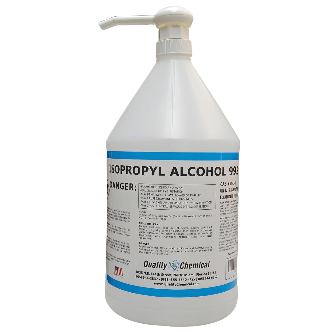 Quality Chemical - Super Premium - 99.9% Pure Isopropyl Alcohol (IPA) - Made in The USA - (1) 128 Fl Oz Bottle - Concentrated Isopropyl Alcohol with Dispensing Pump (Combo)