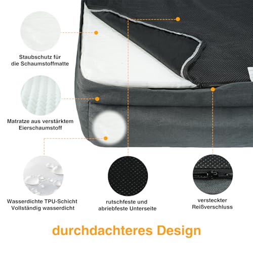Zedelmaier Orthopädisches Hundebett für mittelgroße & Grosse Hunde, kratzfestes Hundekorb, Dicker Hundekissen, Hundekörbchen waschbar, ergonomisches Hundesofa mit abnehmbarem Bezug, 76×56×24 cm