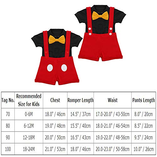 Baby Boy 3D Bowtie Photo Prop Romper Onesie Toddler Cartoon Holiday Christmas 1St Birthday Bodysuit First Birthday Outfit For 1/2 Birthday Gift Baby Bodysuit Red+Balck-Buttons(3Pcs) 12-18 Months #TOP6