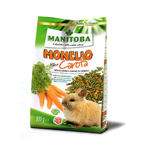 Monello Pellet de zanahoria - Alimento completo para conejos enanos, 900 g
