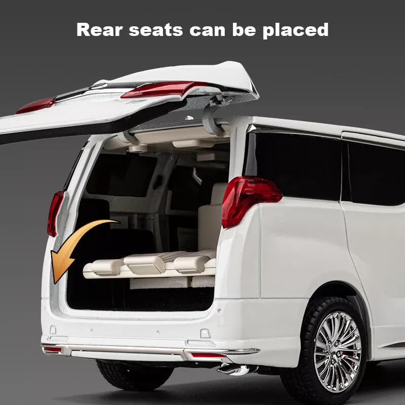 Image of 1:18 Big Size Toyota Alphard MPV Diecast Metal Pull Back Car with 6 Openable Doors with Sound and Light Toy Decoration car Best Gift Toys for Kids 【White】