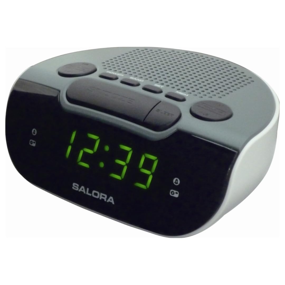 Salora CR612 Digital Alarm Clock - Black, Grey, White - Alarm Clock (Digital Alarm Clock, Round, Black, Grey, White, Digital, Classic, LED)