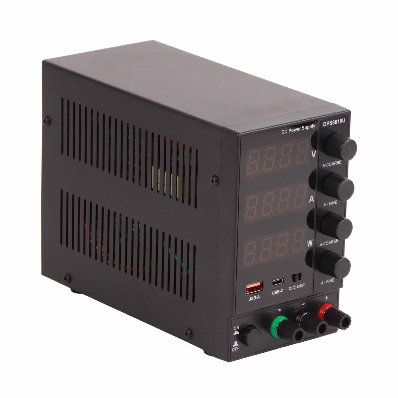 FTVOGUE Regulowane 30 V 10A DC Zasilacz USB Szybkie ładowanie OBTERNEK OBROTOWE DLA PŁATNOŚCI PLAPOWEGO, SZKOŁYCH LABORY I LINE PRODUKCJI (Wtyczka UE 220V 4W)