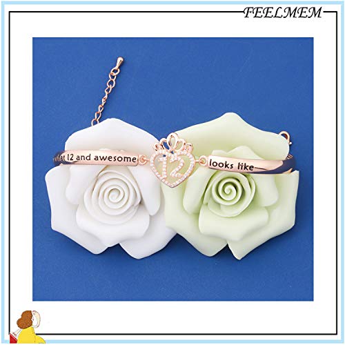 Image of FEELMEM Birthday Gifts Bracelet 12th 13th 16th 18th 30th 40th Crown Queen Charm Bracelet Birthday Gift for Daughter Niece
