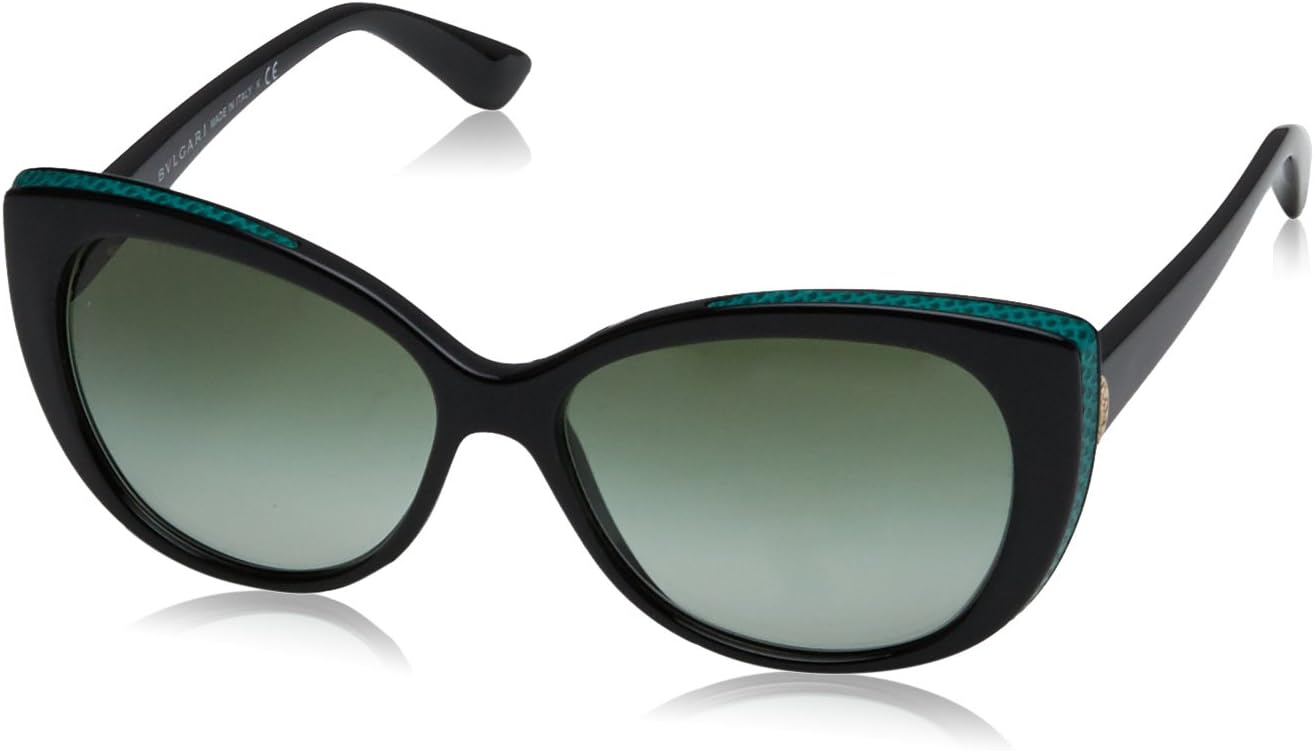 Bvlgari Women's BV8169Q Sunglasses Shiny Black/Green Gradient 57mm