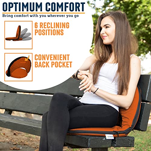 Alpcour Folding Stadium Seat – Deluxe Outdoor Camping Reclining Waterproof Cushion Chair For Bleachers – Best 6-Position Back Support Picnic Bleacher Seats W/Extra Thick Padding For Support & Comfort #TOP3