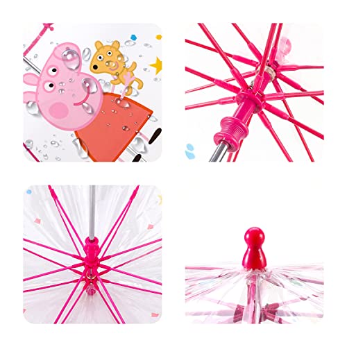 Quickdraw-Peppa-Umbrella-Kids-Childrens-Brolly-POE-Dome-Transparent-Pig-Character-Folding-Stick-Umbrella