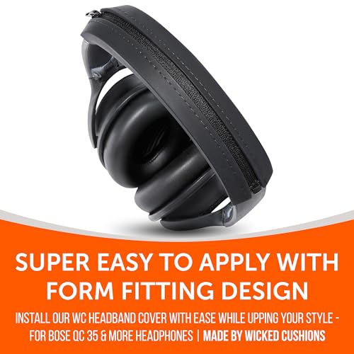 Image of WC BandZ QC35 - Silicone Headband Cover for Bose QuietComfort 35, 35ii & 45 | Made by Wicked Cushions | Also fits QC 2023 & More, Enhanced Style & Sweat Protection | Black