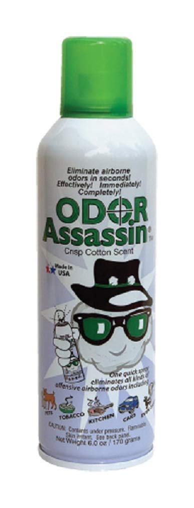 ODOR ASSASSINOdor Eliminator Crisp Cotton Scent 1500 Sprays , Aerosol, Can 8 Oz