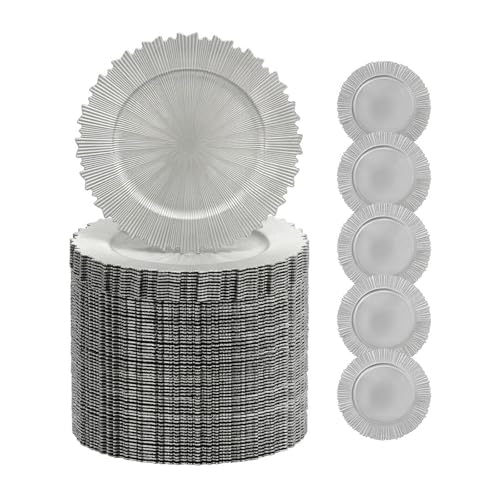 Platos cargadores plateados redondos 13 pulg x50 miniatura 1