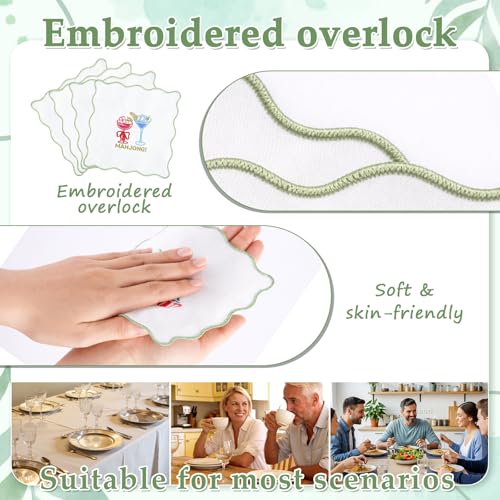 Servilletas bordadas Mahjong de lino y algodón 4 pcs miniatura 4