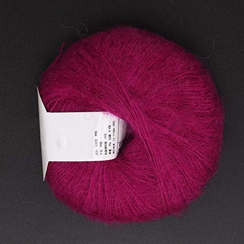 Soft Mohair Cashmere Wool Knitting Yarn Lightweight Hand Knitwear Yarn DIY Shawl Scarf Crochet Thread with A Crochet for Sewing Accessories(Deep Rose) - Image 4