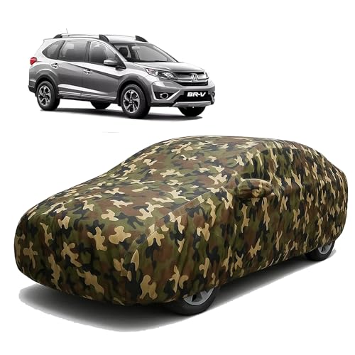 Image of Sulfar 100% Waterproof Car Body Cover Compatible with Mirror for Honda BRV with Long Lasting Durable Material (Triple Stitched, Full Bottom Elastic, Camouflage Army)