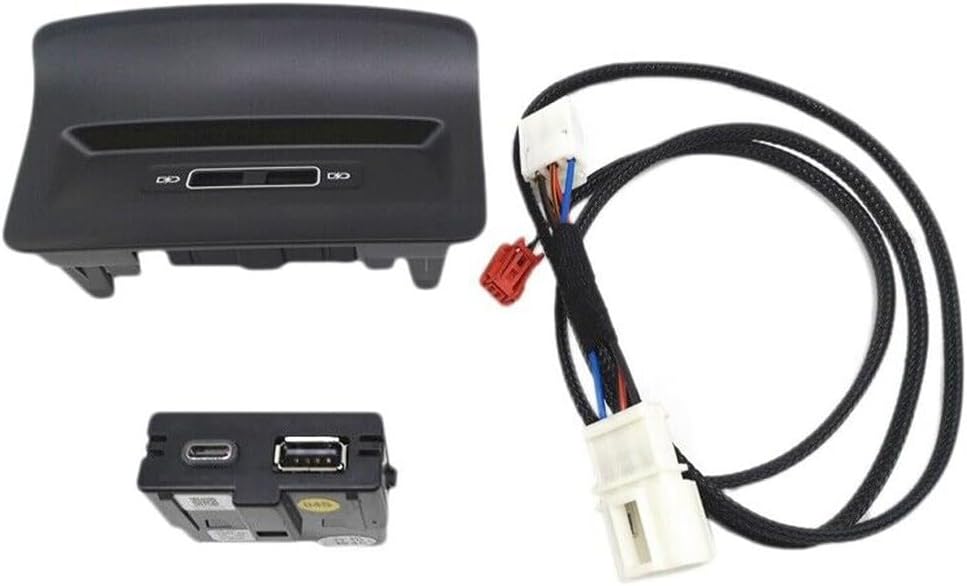 Rear USB for CHARGER Port Socket Kit Double Cover Compatible with for skoda 5Q0035726L, Teramont for octavia Superb Kodiaq 2014-2017 Black