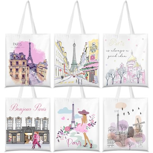 El Mejor Listado de Descripcion de Paris más recomendados. 39 Paterr 6 piezas de bolsas de regalos de recuerdo de París, bolsas de compras de comestibles, bolsa temática de la ciudad, bolsa de lona de la ciudad, recuerdos de viaje para...