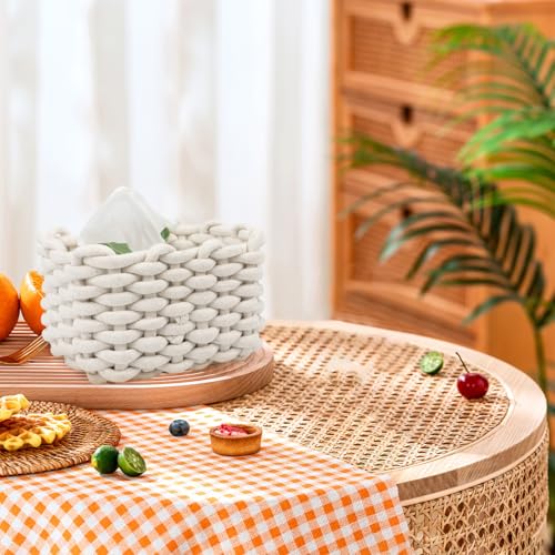 2er Set Aufbewahrungskorb Geflochten Baumwolle Strickkorb, Korb Baumwollseil Geflochten,Klein Körbchen Aufbewahrungskorb Badezimmer, Korb Aufbewahrung Geflochten, für Kinderzimmer, Bad, Schränke