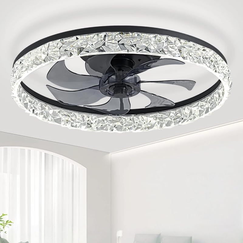 EKDADL Reversible Ventilador de Techo con Luz Silencioso 50CM Moderna Lampara Ventilador Techo con Luz y Mando a Distancia 6 Velocidade 3 Colores LED Regulable