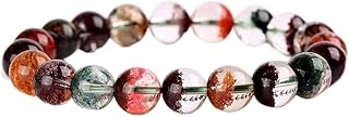 HYQOUKLR Pulsera Chakra, Pulsera de Cuentas, Pulsera de Cuentas de oración Mala, Cristal Fantasma Multicolor, Cuentas Redondas de 8 mm, Brazalete elástico, joyería for Chakras