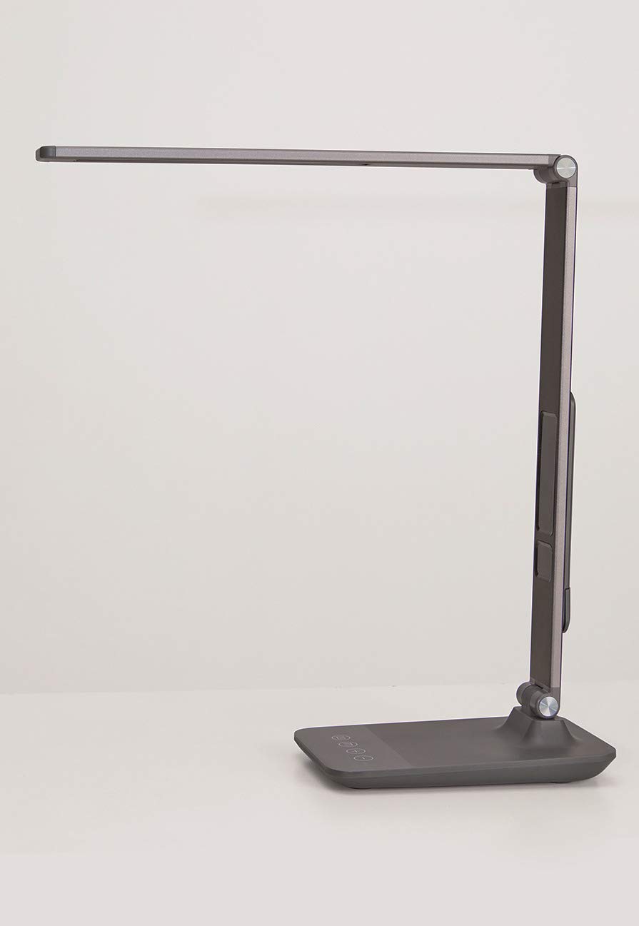 ALBA LEDVIVA N Aluminium + ABS Schreibtischlampe LED mit integriertem USB-Port + Multifunktional, Grau Anthrazit