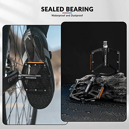 ROCKBROS Pedals Bicycle Pedals with Reflectors, Flat Bike Pedals Made of Aluminum Alloy, Anti-Slip - Image 4