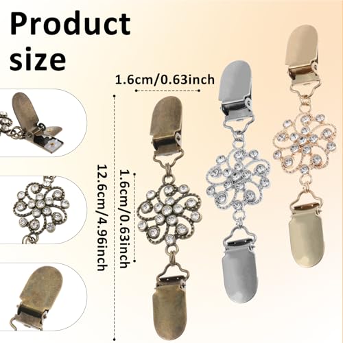 Image of cobee 3 Pcs Dress Clips Back Cinch, Waist Cincher Clip Shirt Clip, Sweater Clips To Hold Sweater Together for Cloak Clasp Shawl Pin Clothing Dress Shirt Shawl Coat(Flower)