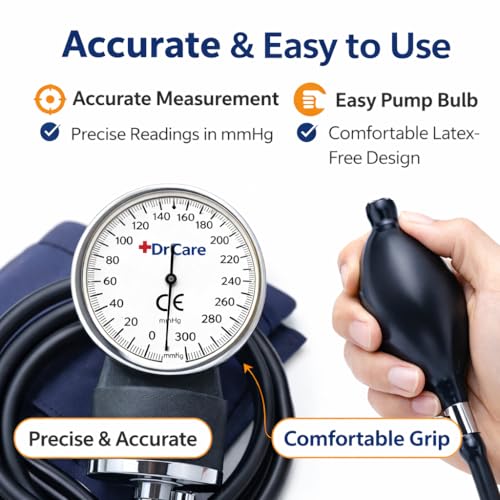 Image of Dr. Care Blood Pressure Monitor BP Aneroid Sphygmomanometer with Basic Stethoscope Accurate and Essential Monitoring Tool
