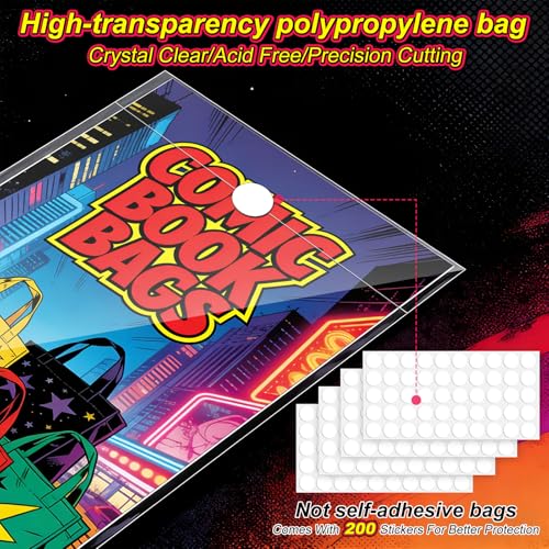 Image of YSCare 100 Pack Current Comic Book Bags and Boards, Thick Acid-Free Comic Books Backing Boards, Clear Book Sleeves Protector for Current Comics Storage and Protection