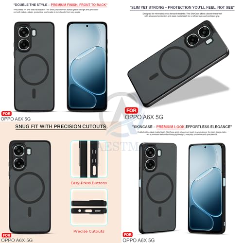 Image of AESTMO Oppo A6S 5G / Oppo K14X 5G / Oppo A6X 5G Back Cover | 360 Protection | Matte Frosted Hard Back Translucent | Compatible with MagSafe Accessories (MagSafe Matte Hard Black Bumber)