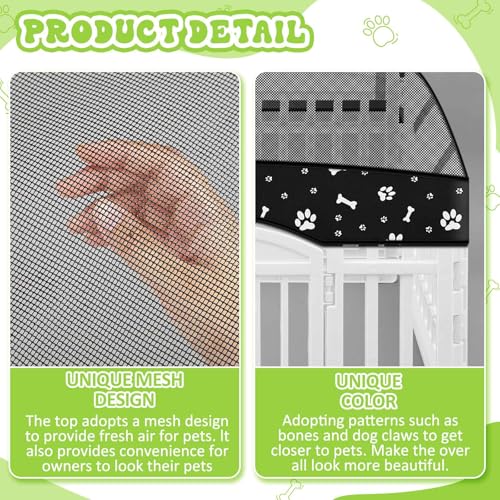 Image of Dog Playpen Mesh Top Lid Fits for 36 Inch 4 Panels Crate Cover, Black | Breathable Mesh Top Lid, Water Resistant Shade for Outdoor, Kennel Crate Accessory, Breathable Ventilation, Cover Only