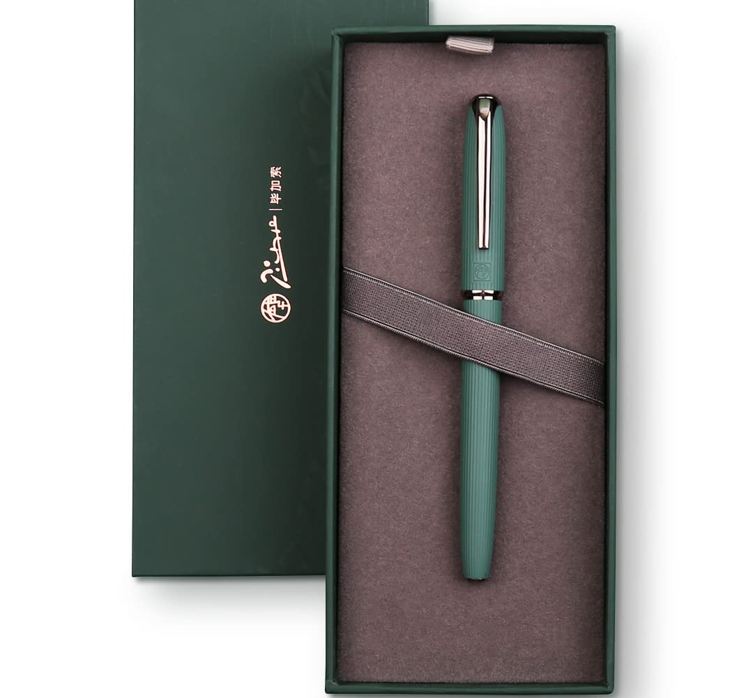Xixixiaozhu Picasso 916 Natural Series Metal Fountain Pen with Gift Box (EF Nib 0.35mm, Larch Green)