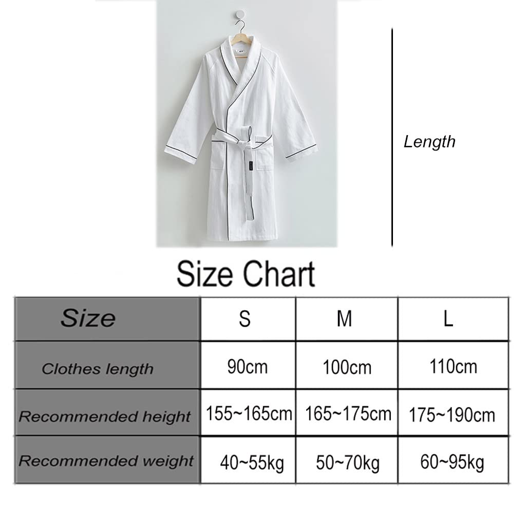 MTFBQ Albornoces De Tejido De Gofres De Algodón, Toallas De Baño para Mujeres, Hombres, Batas, Damas, Ligero, Suave, Absorbente Y De Secado Rápido, Pijamas Finos para Después del Baño