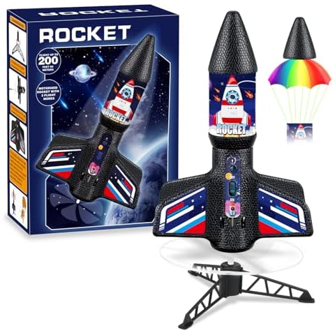 Rocket Launcher Toy Gifts for Kids - Self Launching Motorized Air Rocket with Parachute Launch Up to 200 Ft Model Rockets Outdoor Toys Birthday Gifts for Boys Kids Ages 6 7 8 9 10 11 12 3-5 5-7 8-12 Cover