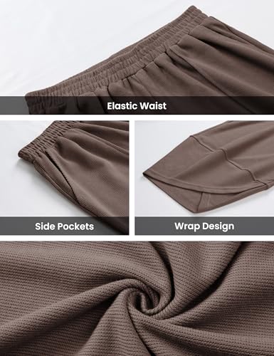 Himosyber Women Cotton Pants Wide Leg Pants Casual Loose Baggy Elastic Waist Beach Palazzo Harem Pants4